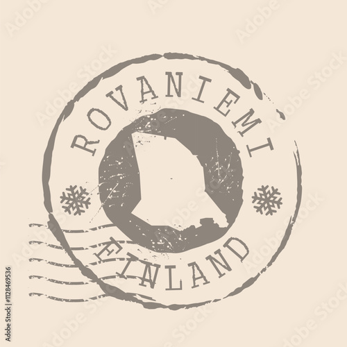 Stamp Postal of Rovaniemi is city of Finland. Map Silhouette rubber Seal.  Design Retro Travel. Seal  Map of Rovaniemi grunge  for your design. EPS10
