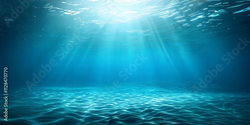 Ethereal Underwater Scene with Light Rays and Space