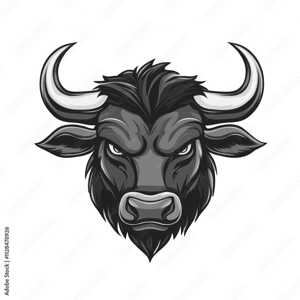 Bull head mascot logo vector illustration on transparent background