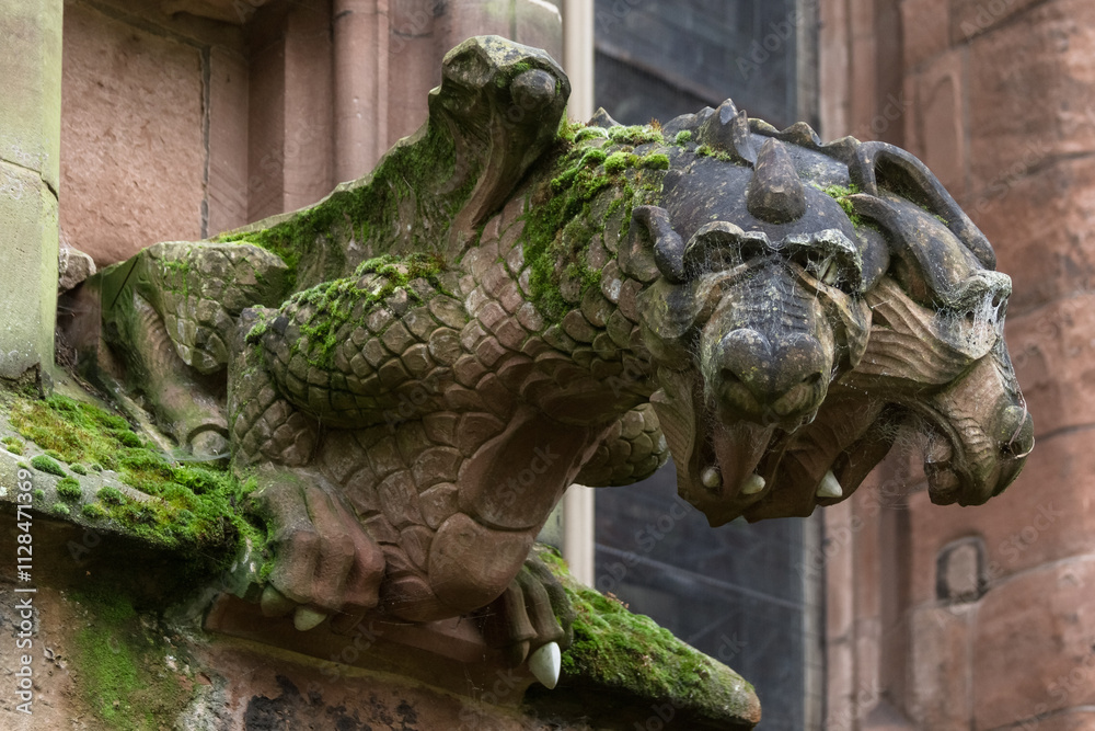 Lichfield Cathedral Gargoyle with Moss and Cobwebs Lichfield Cathedral Gargoyle with Moss and Cobwebs