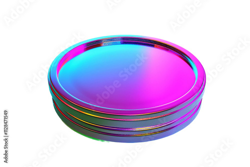 Illuminated coin with neon light effect for a bold and modern look isolated on transparent background
