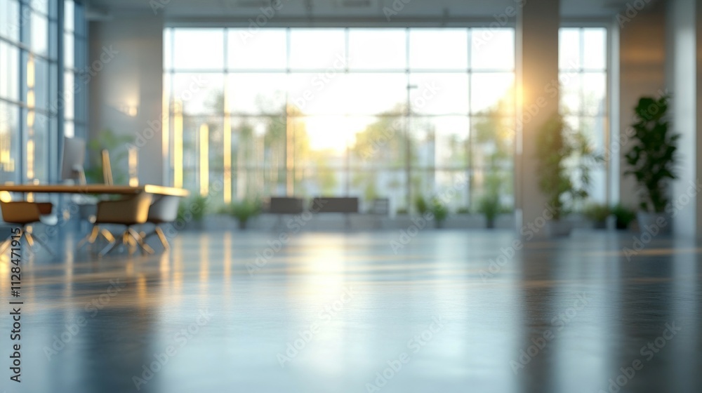 Modern Office Space With Large Windows and Sunset View Modern Office Space With Large Windows and Sunset View