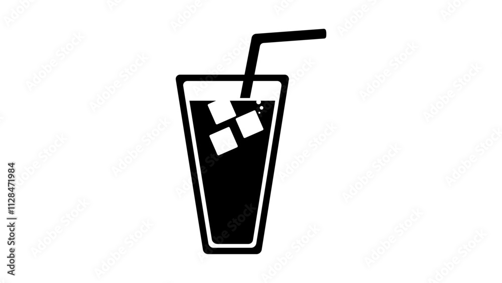 Refreshing cold drink, black isolated silhouette Refreshing cold drink, black isolated silhouette