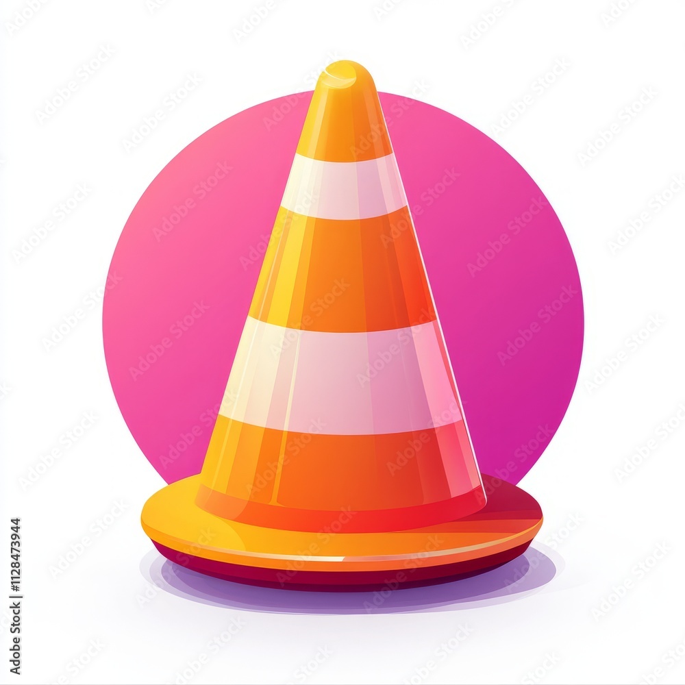 Vibrant Traffic Cone Illustration Vibrant Traffic Cone Illustration