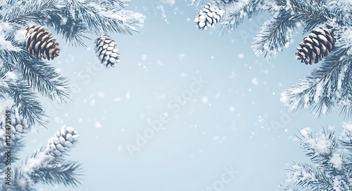 A snowy winter background with snowflakes falling