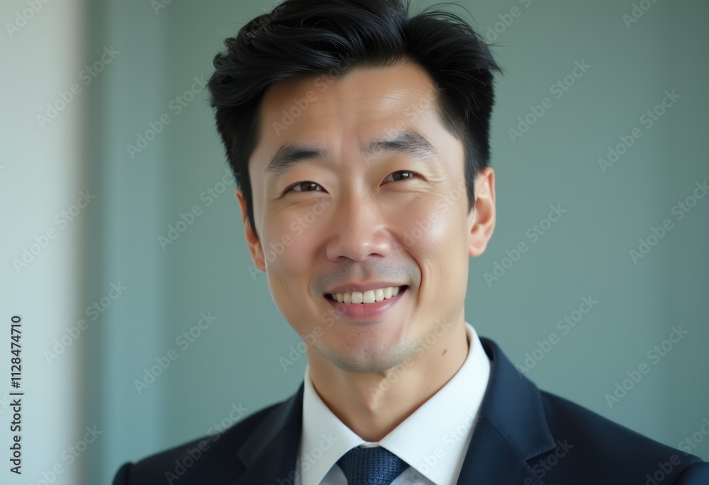 A smiling Asian man in a suit, looking confident and successful. A smiling Asian man in a suit, looking confident and successful.
