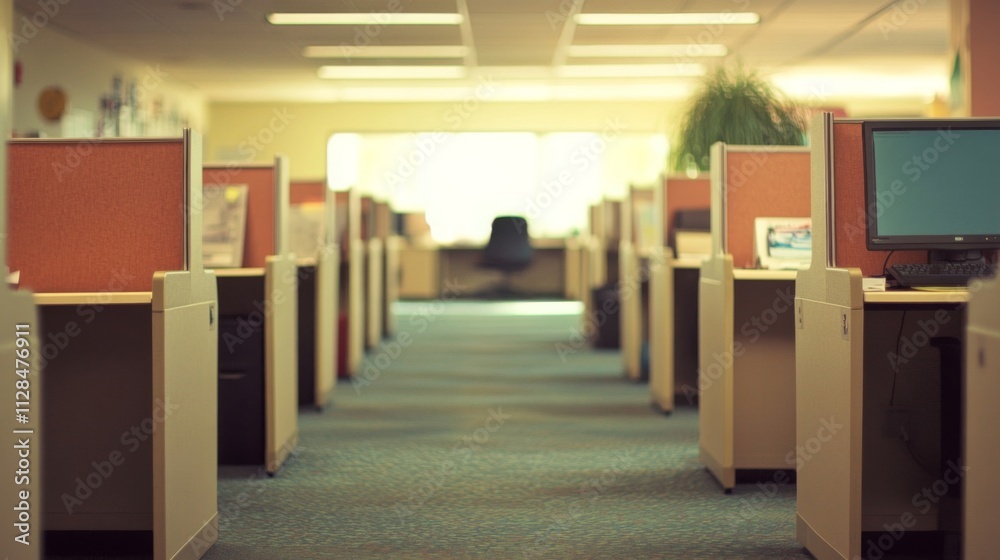 Empty Office Cubicles Rows Of Desks And Computers Empty Office Cubicles Rows Of Desks And Computers