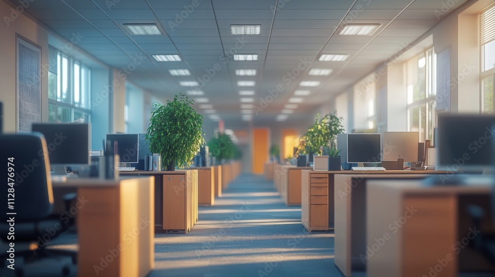Empty Modern Office Space Sunlight Through Windows Empty Modern Office Space Sunlight Through Windows