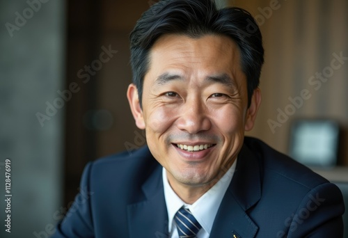 A smiling businessman in a suit, looking directly at the camera.