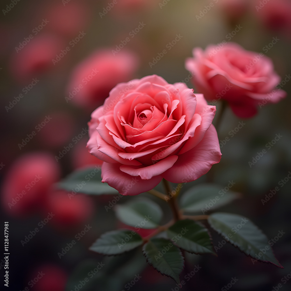 A stunning rose bush with a soft, blurred background. Enigmatic and magical flower. A luxurious and romantic backdrop. A sophisticated symbol of love and passion, perfect for Women's Day, Valentine's A stunning rose bush with a soft, blurred background. Enigmatic and magical flower. A luxurious and romantic backdrop. A sophisticated symbol of love and passion, perfect for Women's Day, Valentine's