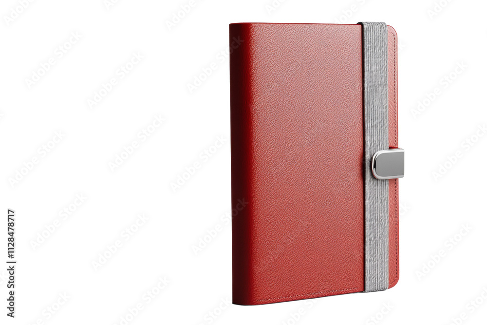 A red leather bound book with a silver clasp A red leather bound book with a silver clasp