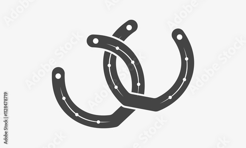 Horseshoes connected. Icon of luck. Vector illustration 