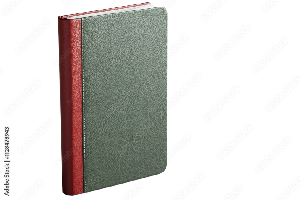 A book with a red spine and a green cover A book with a red spine and a green cover