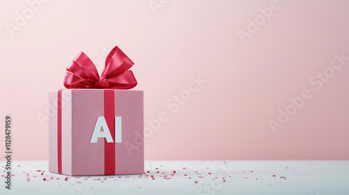 AI Gift: A pink gift box wi...
