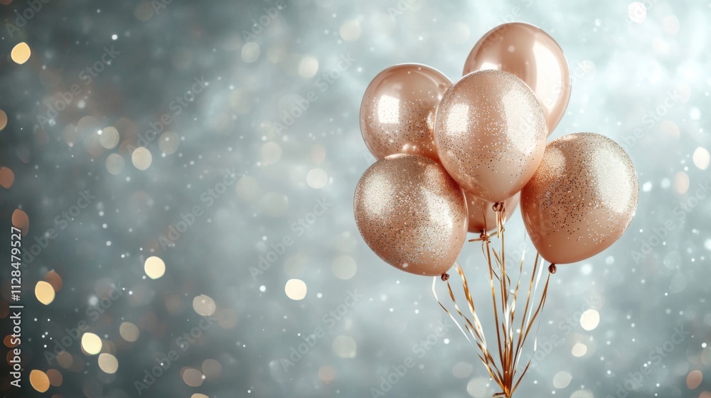Elegant Rose Gold Glitter Balloons Festive Celebration