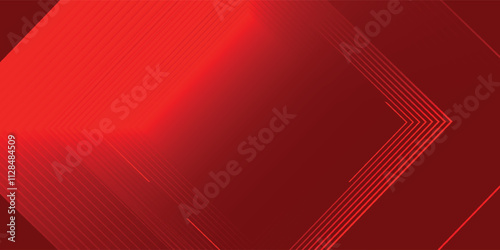 Abstract red geometric lines glowing on red background. Modern shiny gradient red futuristic pattern. Vector illustration.