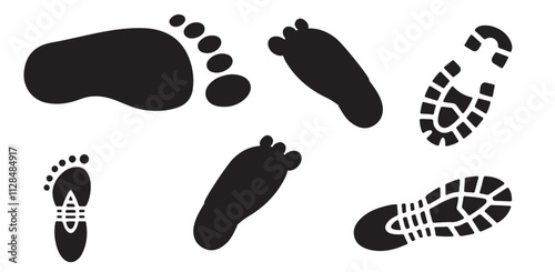 Human leg footprint icon isolated on white background vector illustration.
