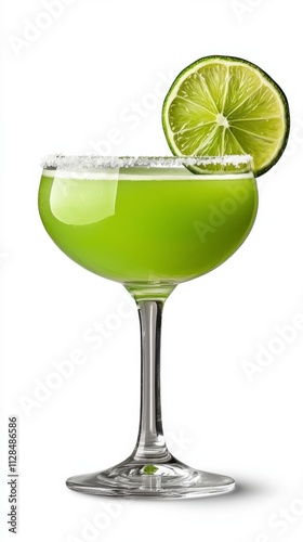 Vibrant green cocktail garnished with a lime slice, perfect for summer celebrations.