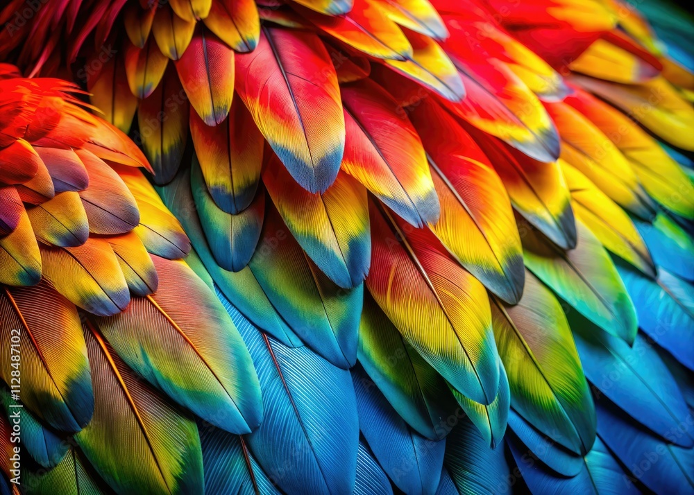 Obraz premium Striking black and white macaw feathers, perfectly composed using the rule of thirds.