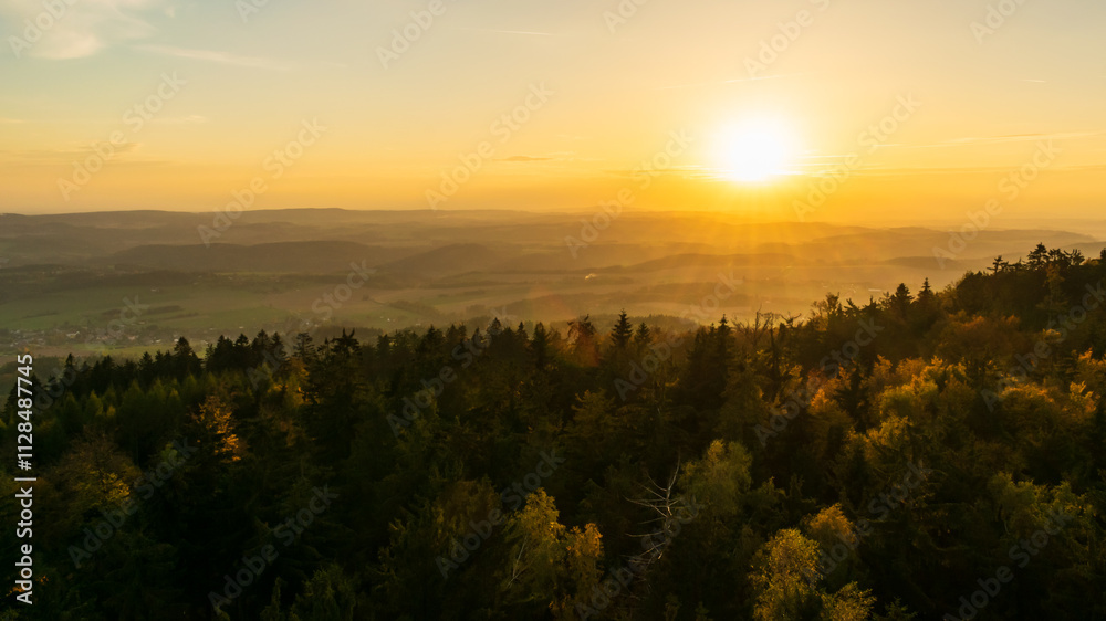 Colorful sunset in the Krkonoše foothills, Žaltman, Czech Republic. Colorful sunset in the Krkonoše foothills, Žaltman, Czech Republic.