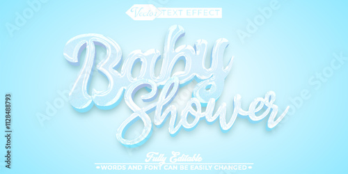 Cartoon Baby Shower Party Vector Editable Text Effect Template