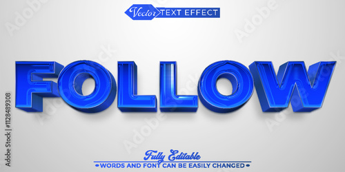 Blue Follow Vector Editable Text Effect Template