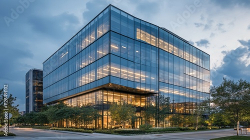 modern glass and metal building with reflective surfaces, urban architecture, sleek and contemporary, cityscape, minimalist design, bold and elegant