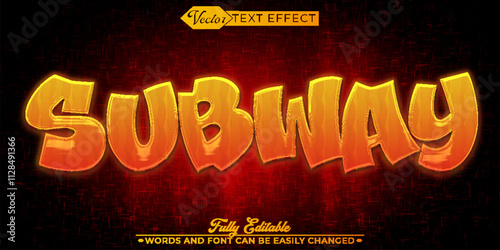 Orange Cartoon Subway Vector Editable Text Effect Template