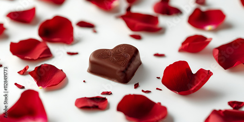  Chocolate Heart on Rose Petals