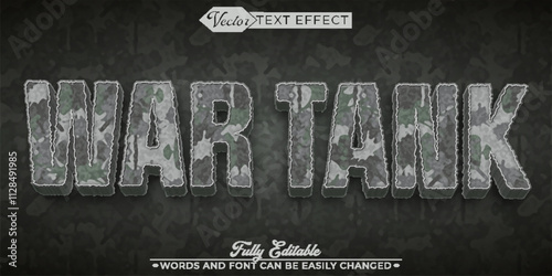 Silver Armored War Tank Vector Editable Text Effect Template