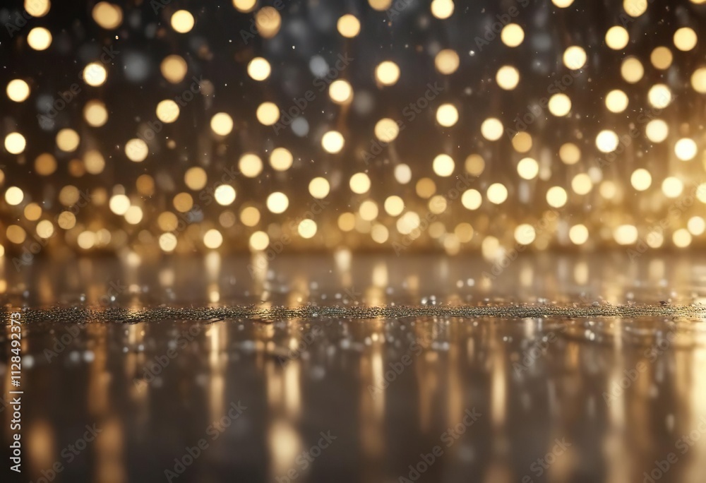 Naklejka premium Sparkling gold and silver bokeh with shimmering lights, shimmering, lights