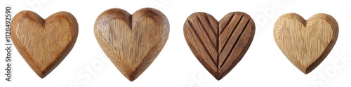 Gorgeous Handcrafted Wooden Heart Shapes in Various Textured Designs  Ideal for Romantic Eco Friendly or Minimalist Decor and Craft Projects photo