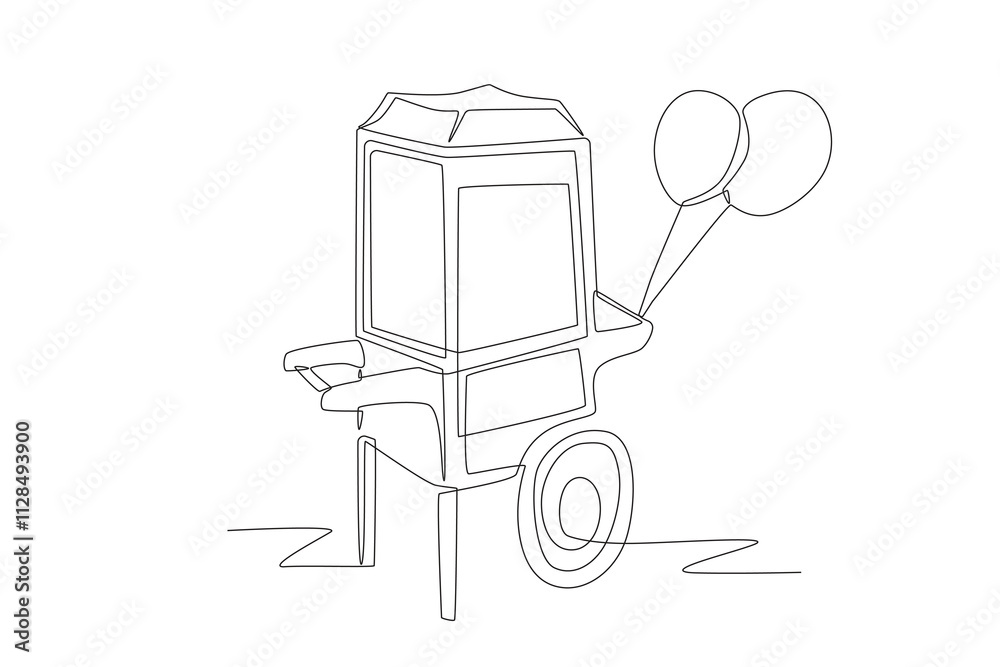 Sales cart at the night market. Night market concept one-line drawing Sales cart at the night market. Night market concept one-line drawing