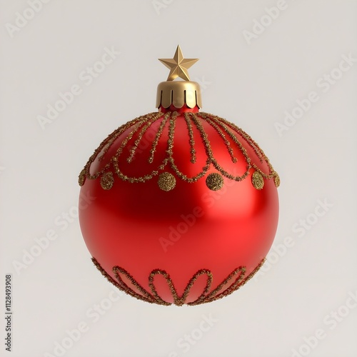 Christmas red decoration bauble isolated on a white background