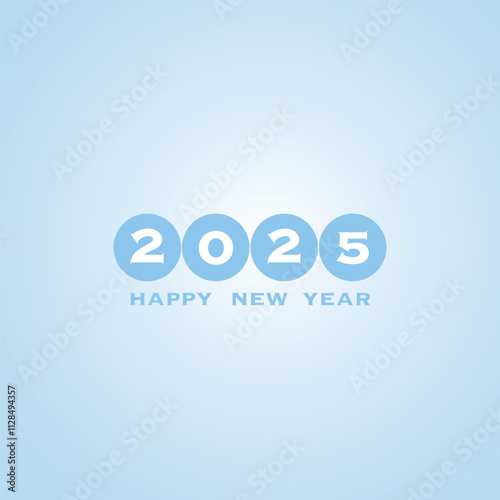 Best Wishes - Modern Simple Minimal Happy New Year Card or Cover Background Template with White and Light Blue Colors - 2025