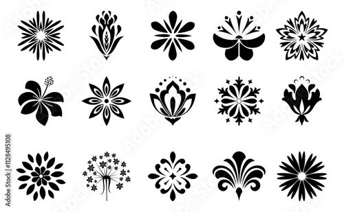 Flower icons set. Isolated elements for design. Vector graphics.