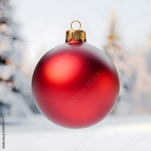 Christmas red decoration bauble isolated on a neutral  background