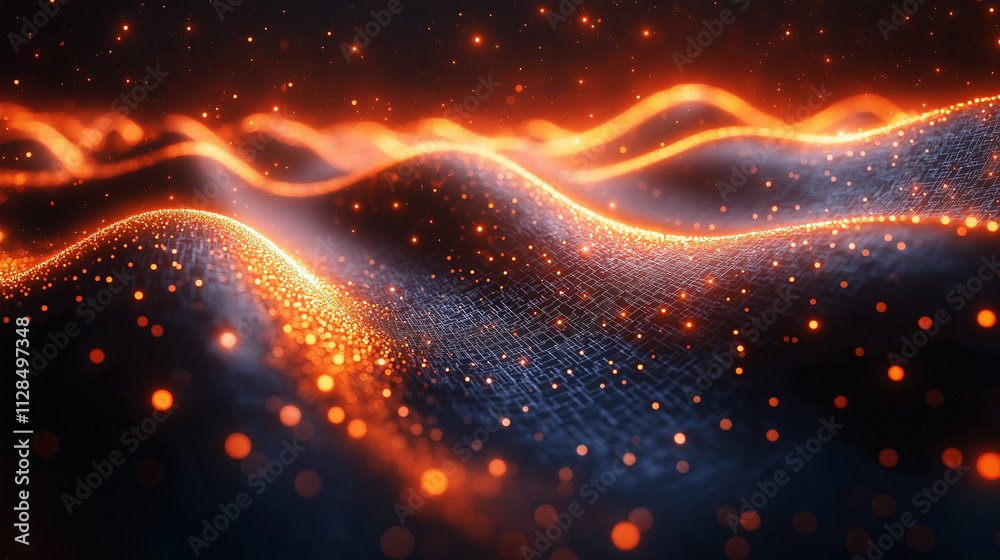 Fiery Abstract Wave: Glowing embers dance across a dark, undulating surface, creating a mesmerizing digital art piece. The fiery texture and dynamic waves evoke feelings of energy and intensity. Fiery Abstract Wave: Glowing embers dance across a dark, undulating surface, creating a mesmerizing digital art piece. The fiery texture and dynamic waves evoke feelings of energy and intensity.