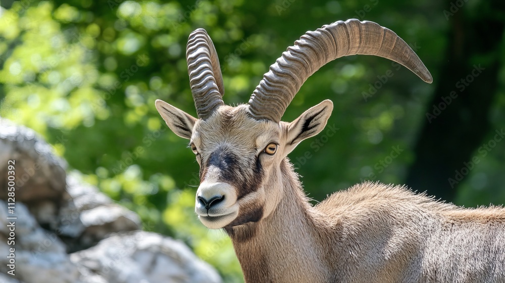 Amidst the verdant slopes of Chartreuse, where spring's embrace awakens nature, agile ibex roam freely. Beneath the towering pines, their nimble hooves traverse the rugged terrain Amidst the verdant slopes of Chartreuse, where spring's embrace awakens nature, agile ibex roam freely. Beneath the towering pines, their nimble hooves traverse the rugged terrain