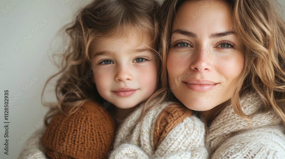 mother and children hugging each other on a white background with copy space mother and children hugging each other on a white background with copy space