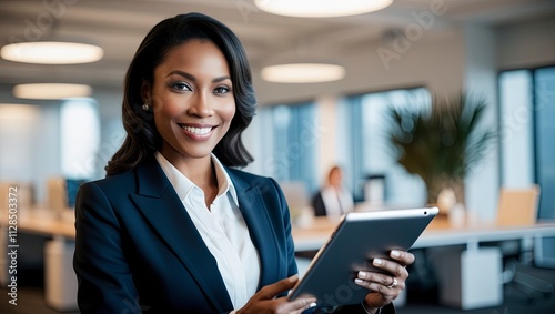 businesswoman using laptop in office