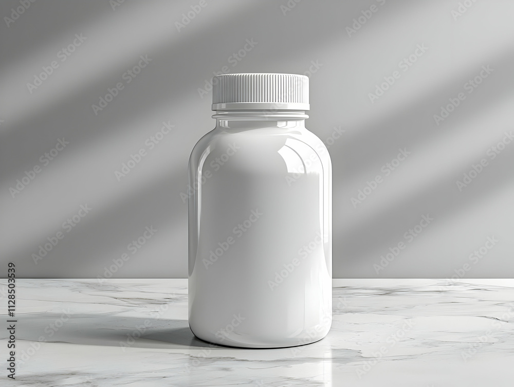 Clean White Bottle Design Mockup on Marble Clean White Bottle Design Mockup on Marble
