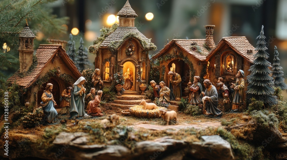 Fototapeta premium nativity scene miniatures christmas