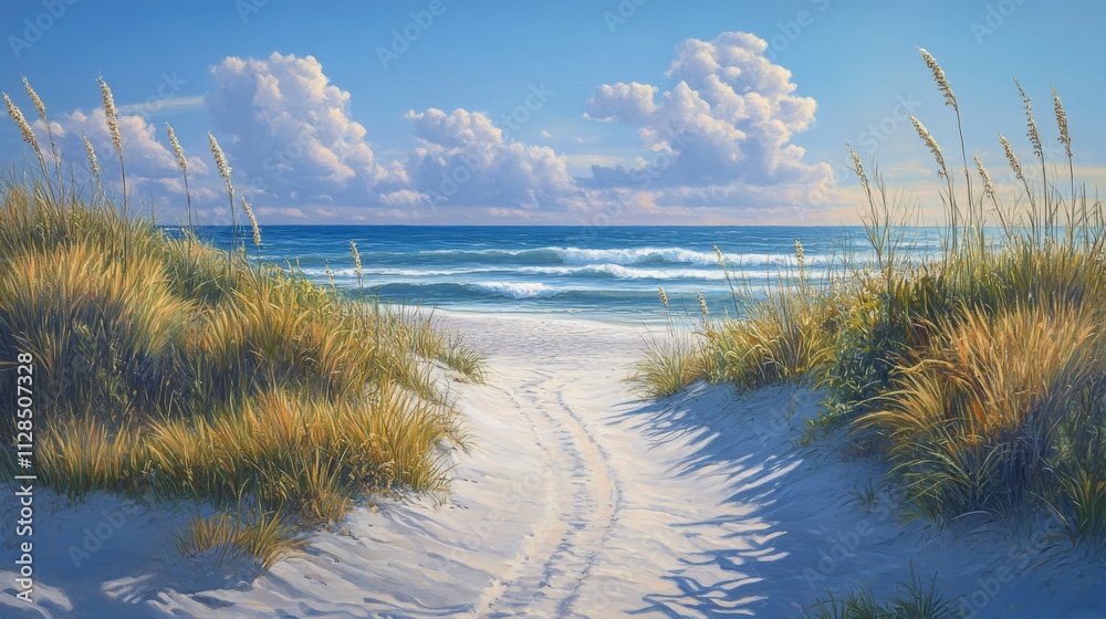 Serene Beach Path Through Coastal Dunescape Serene Beach Path Through Coastal Dunescape