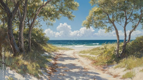 Sandy Path Leading to a Tranquil Ocean View