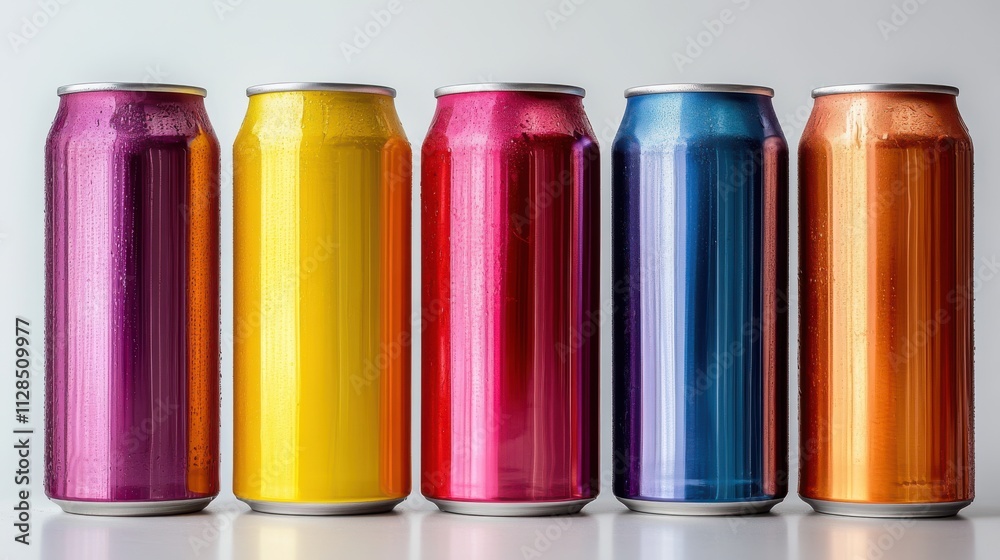 on a white background six colorful can pack on a white background six colorful can pack