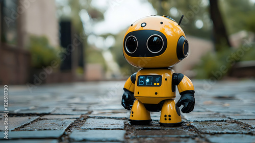 Cute Robot Exploring City Streets Smartly