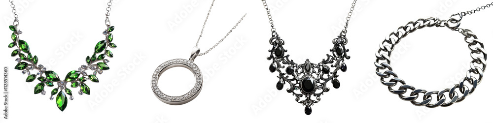 Exquisite collection of high end silver jewelry accessories including necklaces bracelets and pendants adorned with sparkling gemstones crystals and diamonds Luxurious glamorous Exquisite collection of high end silver jewelry accessories including necklaces bracelets and pendants adorned with sparkling gemstones crystals and diamonds Luxurious glamorous