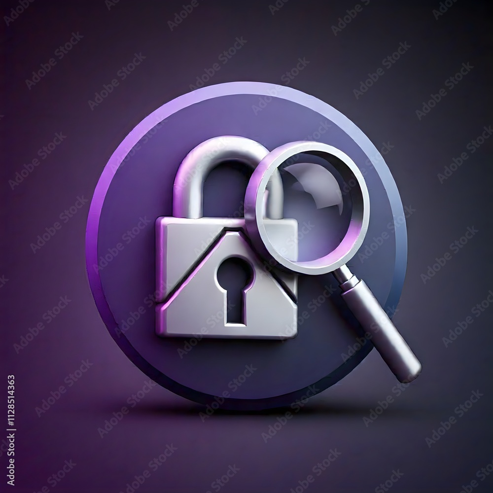 A purple and blue gradient circular icon with a blurred square overlay in the center set against a dark background A purple and blue gradient circular icon with a blurred square overlay in the center set against a dark background