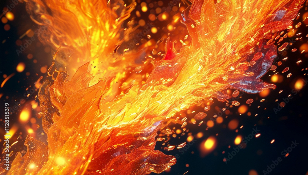 Captivating flames dance with vibrant energy in a mesmerizing fiery display